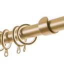 TWOPAGES Adjustable Curtain Rod, Heavy Duty Curtain Rod Set with Brackets and Rings, 1 Inch Diameter Wall Mounted Drapery Rod 28 to 76 Inch Length, Gold