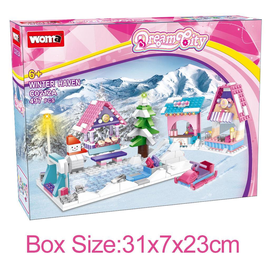 Ski resort building sets for girls aged 6-12, ski station building blocks, winter-themed toys for children who love snowy adventures