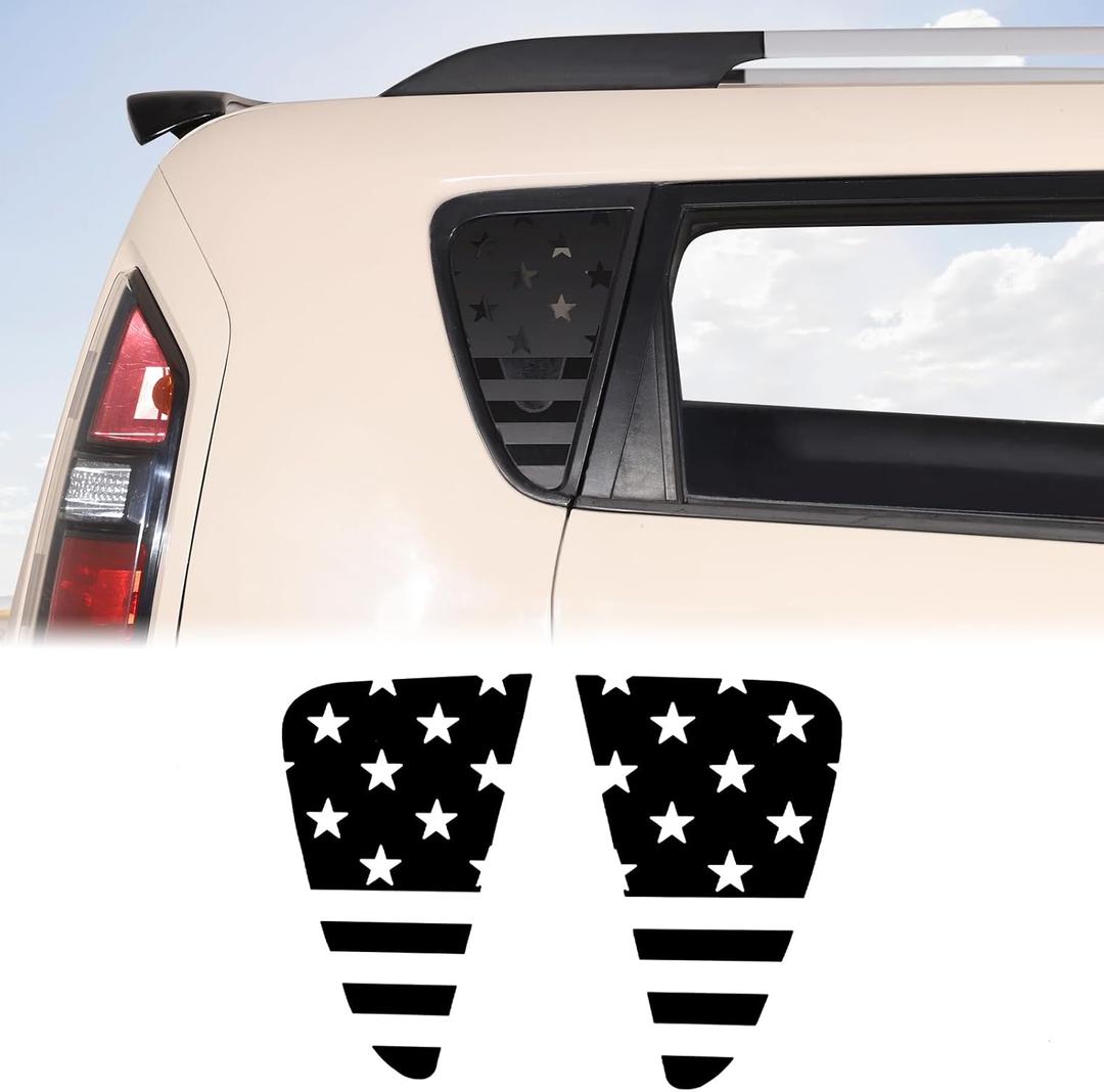 Car Rear Side Window Louver Trim Sticker Compatible with Kia Soul 2010-2013 Rear Quarter Triangular Window Shutters Glass Panel Precut Vinyl American Flag Graphic Decal Decoration Sticker Accessories