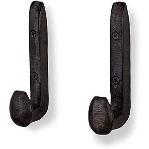 Rustic State Puntal Wall Mount Cast Iron Hooks Coat Towel Bag Hat Hanger Multiuse Entryway Railroad Spike Rack Black Set of 2