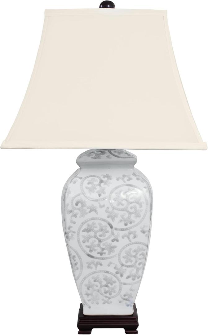 Red Lantern Ivory Vines Porcelain Lamp
