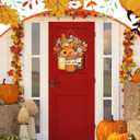 Geetery Thanksgiving Door Signs Vintage Hello Fall Front Door Decoration Autumn Gnome Sunflower Pumpkin Wooden Hanging Signs for Fall Home Front Porch