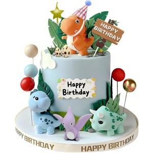 20pcs Dinosaur Cake Topper Set with Dinosaur Eggs - Reusable Dinosaur Cake Decorations Dinosaur Birthday Decorations for Boys & Girls (Dinosaur Cupcake Toppers, Happy Birthday Cake Accessories), 1.4 inches x 2.9 inches