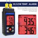 Dual-Channel K/J Thermocouple Thermometer with 4 K-Type Thermocouples -328F ~ 2501F Measurement Range HVAC Temperature Meter Gauge with Data Hold, MAX/MIN/AVG, Hi/Lo Backlit Alarm, ADJ Compensation