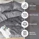 Comfort Spaces Juliette Luxe Comforter Set Velvet Lush with Soft Brushed Microfiber Reverse, All Season Cozy Velvet Bedding Sets, Fluffy Comforter Bed Set, Matching Sham, Grey King 3 Piece