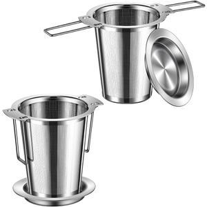 2Pack Long-Handled Tea Strainer, BOMANSI BOMS Stainless Steel Tea Infuser Basket Sitting in Mugs, Tea Infusers for Loose Tea, Fine Mesh Tea Diffuser Tea Strainers Filters, Tea Steeper for Leaf