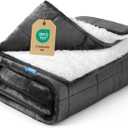 Weighted Blanket 15 lbs 60x80 inches, Sherpa Fleece Throw Blanket for Adult, Fuzzy Fluffy Soft Cozy Heavy Blanket for Couch Sofa, Plush Thick and Warm Winter Blanket Queen Size Bed (Grey)