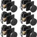6 Pack Black Interior Door Knobs for Bath & Bed, Pismo Doorknob Turn Lock with Square Rosette, Heavy Duty Privacy Door Knob with Lock