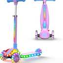 2-in-1 Adjustable Kick Scooter for Kids 3-5 (Suitable 3-12 Years),5-Level Handlebar & Removable Seat, LED Light-Up Wheels, Wide Deck, Foldable Design for Indoor/Outdoor Use - Girls & Boys