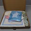 HOUSE OF PARTY Baby Boxes with Letters - 16x16 Inches and 65 Pcs Balloon for Birthday, Baby Shower & Gender Reveal Party Decoration (Blue Silver White-16")