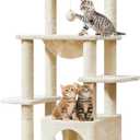 Taoqimiao Cat Tree,39.4-Inch Cat Tower for Indoor Cats,Suitable for Kittens with Luxurious cat condo with Soft Hammock and Luxurious Perch MS027M Beige