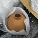 6 Pieces Ceramic Vase Set with Wood Link Chain and Bead Garland Decorative Vase Boho Rustic Farmhouse Natural Wooden Link Decor for Living Room Home Table Shelf Decor(Black)