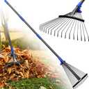Rake for Leaves: Adjustable Metal Leaf Rake for Lawn, 8-17" Expandable Head, 45 Long Handle,Collapsible Heavy Duty Women Kids Garden Rakes for Yard Pine Needles Mulch Grass Debris Gardening Camping