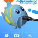 Rechargeable Swimming Fish Toy, Light up Bath Toys with Temp-Color Eyes for Baby Bath, Alive Pool Diving Toys for Kids Ages 4-8, Toddler Bathtub, Water Table