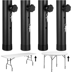 4 Pcs Adjustable Table Leg Extenders, Heavy Duty Steel Folding Table Risers Round Bar Stool Risers for Rise Height 3.6"- 5.2", fit for Straight/Bent Legs of Kitchen Desks, DIY Furniture Accessories