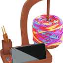 Upgraded Yarn Holder for Crocheting,Wooden Crochet Yarn Holder Magnetic Rotation Yarn Spinner with Crochet Accessories Storage and Phone Stand,Yarn Ball Holder Crochet Gift for Knitting Lovers (Walnut Color)