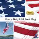 Boat Flag Pole Kit 12x18 Embroidered USA Flag + Stainless Pole & Clips | Marine-Grade, High Wind-Resistant, for Pontoon, Yacht, Deck Mount (USA Kit 12x18 Inch)