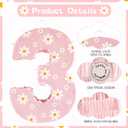 Daisy Birthday Decorations, Daisy Number 3 Piata with Blindfold Stick Blindfold Confetti for Pink Flower Boho 3rd Birthday Party Supplies (Daisy 3)