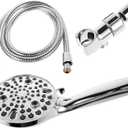 HONTIN Pretty High Pressure Shower Head 10-Mode Handheld Showerhead Water Rain Shower Head with Built-in Power Wash 59 Inch Hose and Bracket for Bathroom Adults Children Pets Showering(silver)