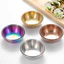 12 Pack Stainless Steel Sauce Dishes, Gold Mini Saucers Bowl Round Seasoning Dishes Sushi Dipping Bowl Appetizer Plates, 3.15inch