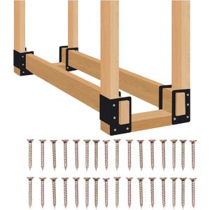 4 Pack Firewood Log Storage Rack Bracket,Indoor Outdoor Adjustable Heavy Duty Powder Coated Steel Holder,Fireplace Wood Storage, Log Holder