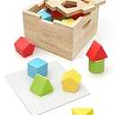 Bimi Boo Wooden Shape Sorter Toy for Babies - Premium Shape Sorter with Noise-Reducing Silicone Pad - Classic Montessori Toy for Toddlers (8 Various Blocks, 1 Box, 1 Silicone Pad)