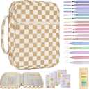 Bible Cover Case for Women Corduroy Bible Case for Girls Checkered Large Bible Cover with Handle Bible Study Supplies Accessories Christian Gifts for Women (Khaki, Medium)