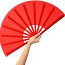 13inch Large Rave Fan Popping Fan Clacking Fans for Line Dancing,Hand Fans for Women Foldable,Boots on The Ground Fan,Portable for Outdoor,Wedding,Party,Decoration, Red, 2 Pack 