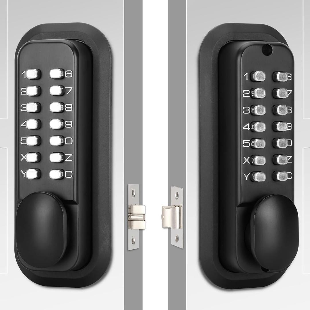 Double Sided Keypad Door LockDouble Sided Gate Lock Waterproof and Sun Proof,Double Sided Keyless Door Lock (Black)