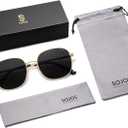 SOJOS Classic Trendy Square Sunglasses for Women Men Cute Big Frame Gold Shades SJ1137 (Bright Gold/Grey)