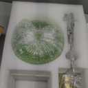 ELEUTERSUN Green Glass Table Lamp with 3 Way Dimmable and Touch Control, Mid Century Modern Vintage Bedside Table Lamp for Bedroom Living Room End Table