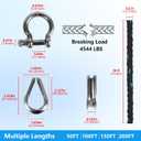 Anchor Rope 1/2 Inch X 100 FT, Anchor Line 3 Strand with Stainless Steel Thimble & Shackle, Boat Anchor Rope Ideal for Towing Docking Mooring Boats Up to 35' (Black & Blue), 1/2inx100ft