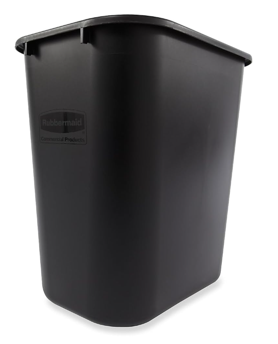 B&M Rubbermaid 295600Bk Deskside Plastic Wastebasket, Rectangular, 7 Gal, Black (Pack of 10)