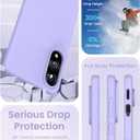 for Samsung Galaxy S25 Edge Case with Glass Screen Protector, Slim Soft Liquid Silicone + Hard PC Shockproof Protective Cover [Anti-Scratch Microfiber Lining] for Galaxy S25 Edge,Light Purple