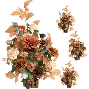 Ling's moment Free-Standing Fall Wedding Aisle Runner Flowers, Brown Orange