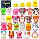 LNCOJOLM 24 PCS Party Favors Squeeze Squishies Fidget Sensory Toys for Kids, Slow Rising Soft Animal for Stress Relief EDC, Cute Rabbit Cat Duck Birthday Gift Party Supply Easter Egg Filler