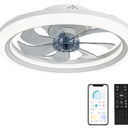 OurEDee 20'' Ceiling Fan with Lights & Remote, Low Profile, 6 Wind Speeds, Dimmable Light, Modern White Flush Mount, Smart for Home (Gold+Grey)