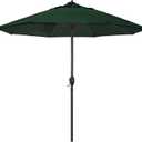 California Umbrella 9' Round Aluminum Outdoor Deck, Pool or Patio Umbrella, Crank Lift, Auto Tilt, Bronze Pole, Hunter Green Olefin