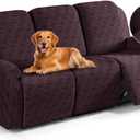 TAOCOCO Recliner Sofa Covers Stretch Reclining Couch Cover, Jacquard Recliner Couch Cover for 3 Seat Furniture Protector Sofa Slipcovers with Elastic Bottom for Kids, Pets (Dark Coffee)