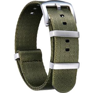 BINLUN Nylon Watch Band Thick G10 Premium Ballistic Nylon Multicolor Replacement Watch Straps with Silver/Black Stainless Steel Buckle for Men Women 18mm 20mm 22mm 24mm (Green)