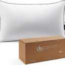 Pacific Coast Bed Pillow, Hotel Goose Feather and Down Pillow for Sleeping, 3-Chamber Pillow with High Thread Count 100% Cotton Shell, Queen Size