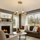 Mid-Century Globe Chandeliers Modern LED Dimmable Hanging Pendant Lighting 6-Light Round Glass Chandelier Light Fixture for Dining Room Living Room Bedroom D23.6, 23.6" dia.