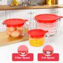 KOMUEE 4 Piece Glass Measuring Cups Set, 5 Oz, 1-Cup, 2-Cup, 4-Cup Liquid Measuring Cups with Lids for Kitchen, Freezer and Microwave Safe