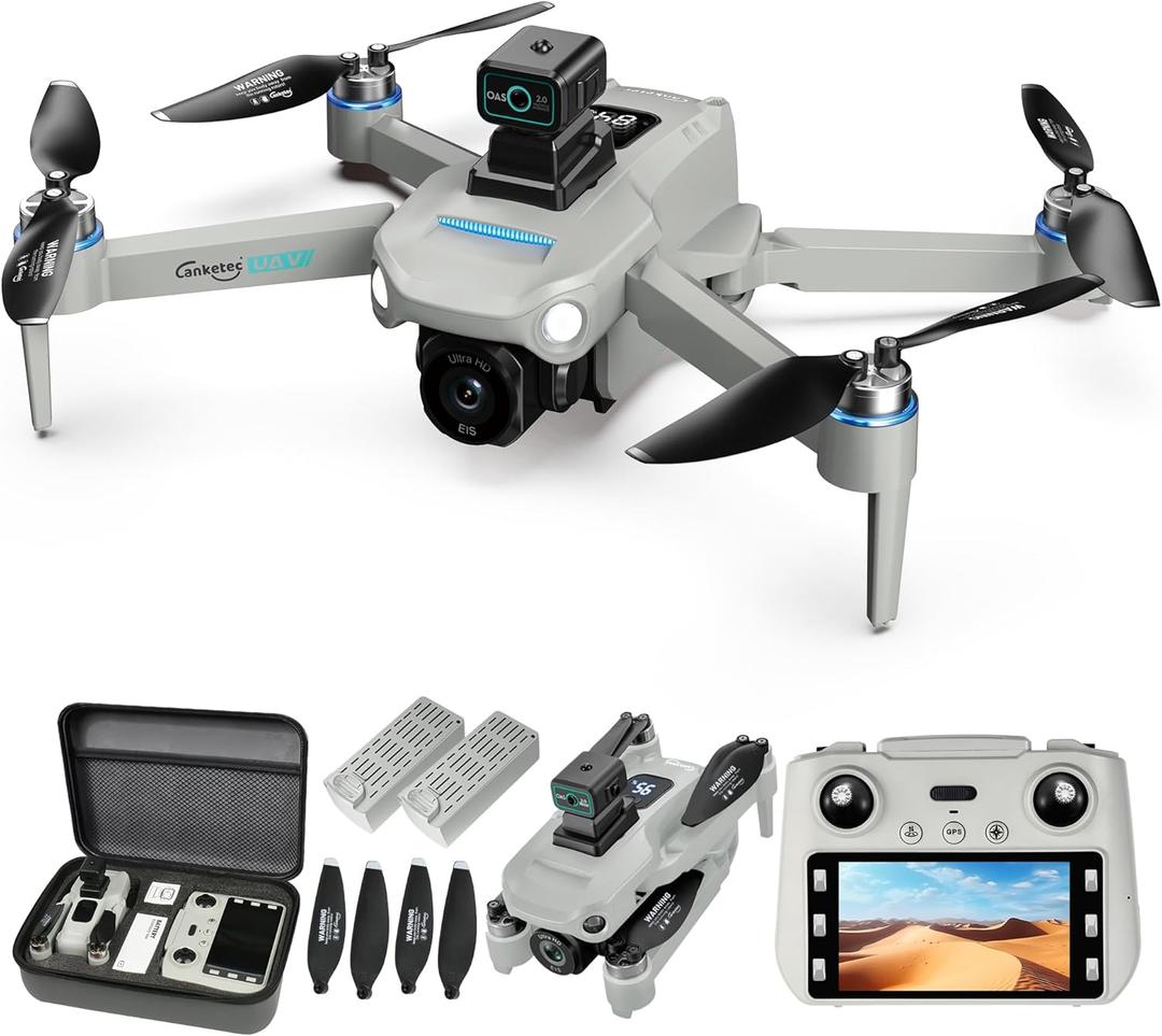 Drone with Camera for Adults 4K, Upgraded 4.5inch LCD RC Screen, GPS Quadcopter Brushless Motor, Auto Return, Follow Me, Waypoint Fly, Optical Flow, Visual Tracking, 60 Mins Flight, Foldable 5G Transmission FPV Quadcopter for Beginners