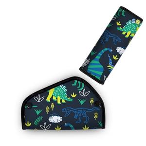 Kid'S Seat Belt Cover Pad, Neck & Abdomen Cushion For Child- Soft And Breathable Straps Cover Support For Booster Seat, Strollers, And High Chairs | Hypoallergenic Travel Accessory, Cartoon Dinosaurs 2Pack