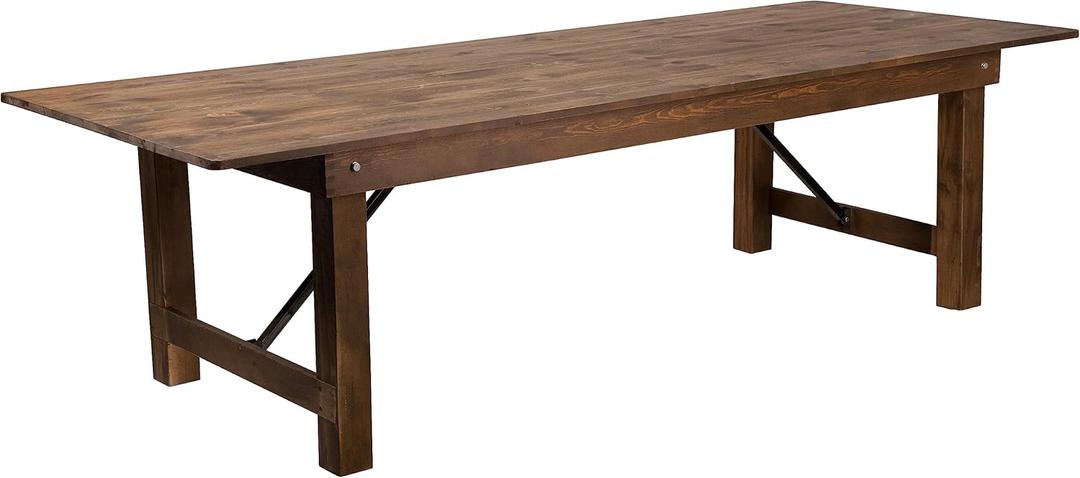 Flash Furniture Hercules Series 9' x 40" Rustic Solid Pine Folding Dining Table, Rectangular Antique Farmhouse Dining and Event Extension Table