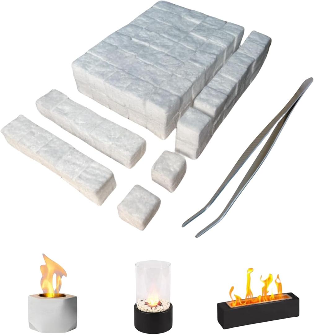 96 Pcs Small Ceramic Wool Wick for Tabletop Fire Pit, Suitable for Ethanol Fireplace Fuel, Fireplaces Sponge Cotton Core for Bioethanol Table Top Firepit Indoor Or Outdoor