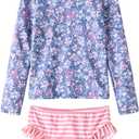 UMELOK Toddler and Little Girls Rash Guard Sets with Bikini Bottoms Swimwear 14Y