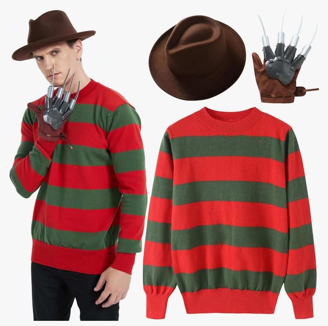 eforpretty Mens Halloween Costume Knitted Sweater with Brown Hat and Leather Glove Set 11-12Y eforpretty Mens Halloween Costume Knitted Sweater with Brown Hat and Leather Glove Set 11-12Y