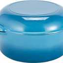 Bruntmor 2-in-1 Enamel Cast Iron Dutch Oven With Handles - Crock Pot Blue Cast Iron pot with Skillet lid - All-in-One Cookware Braising Pan for Casserole Dish - 7 Quart, Blue